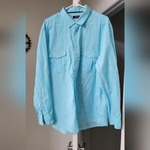Alfani Regular Fit Button Down Light Aqua Blue Men Shirt XXL
